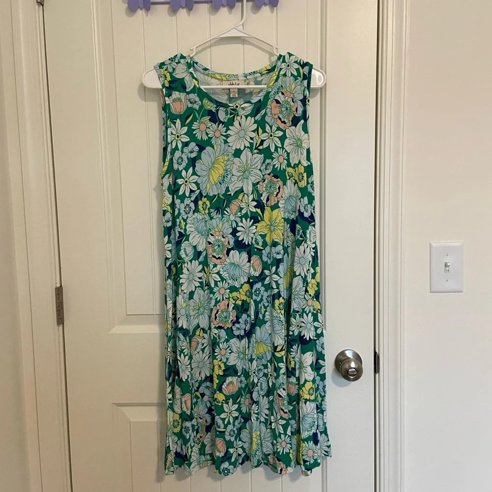 NWOT‎ | Style & Co women’s green floral print sleeveless dress — large